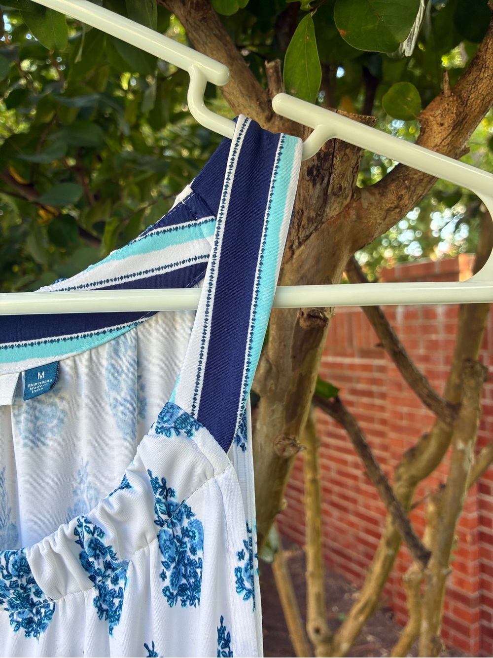 CABANA LIFE Delray Blue White Floral Halter Tie Waist Maxi Dress Size M - Picture 10 of 14